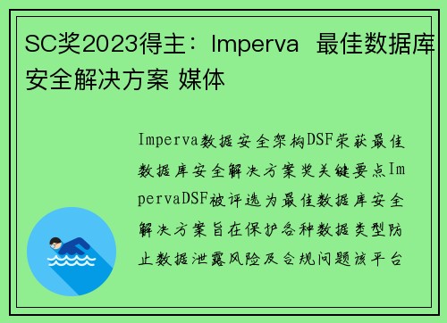 SC奖2023得主：Imperva  最佳数据库安全解决方案 媒体